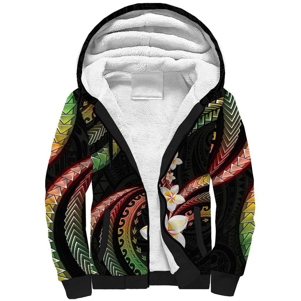 Hawaii Plumeria Reggae Sherpa Hoodie Polynesian Pattern LT01 Unisex Reggae - Polynesian Pride