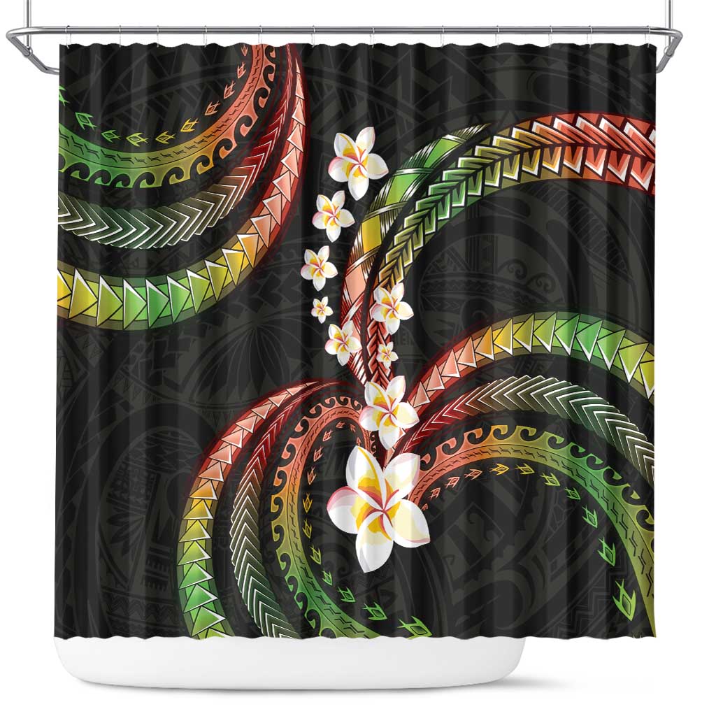 Hawaii Plumeria Reggae Shower Curtain Polynesian Pattern