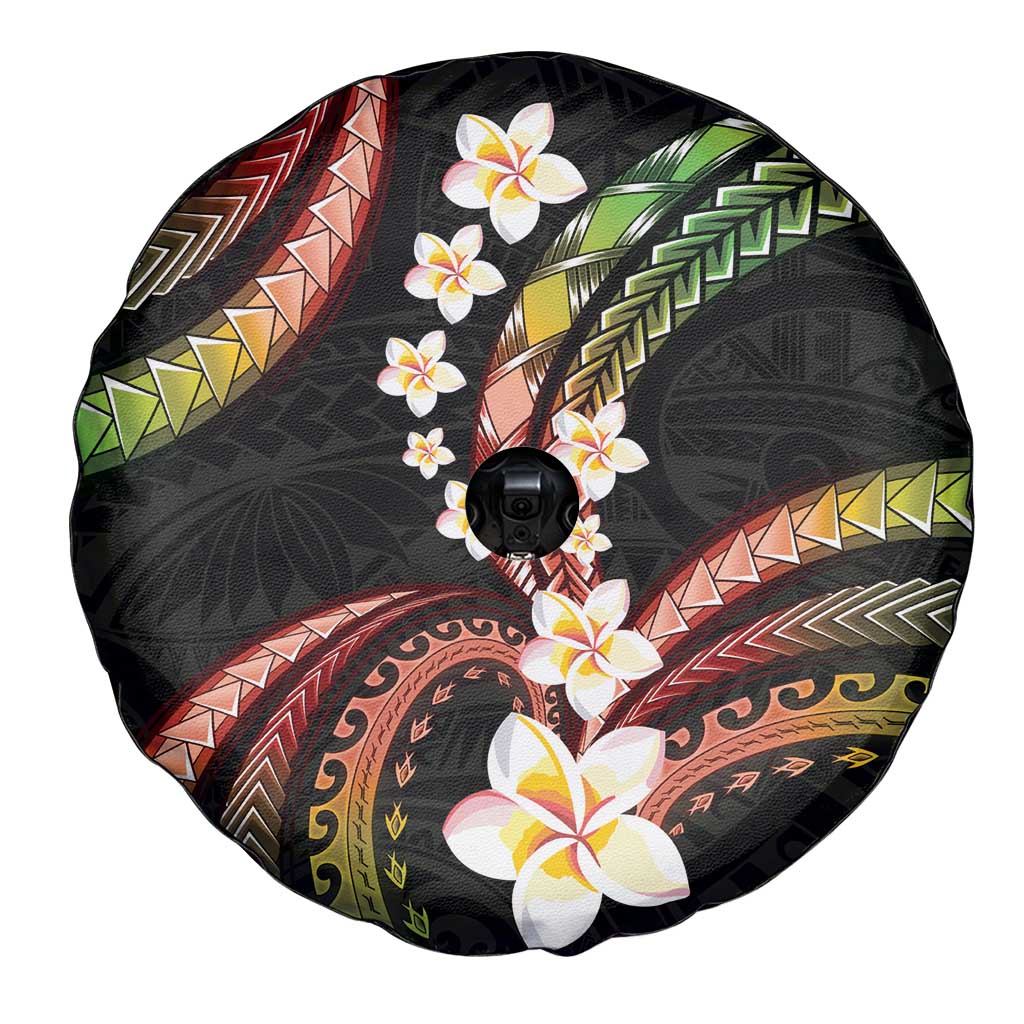 Hawaii Plumeria Reggae Spare Tire Cover Polynesian Pattern