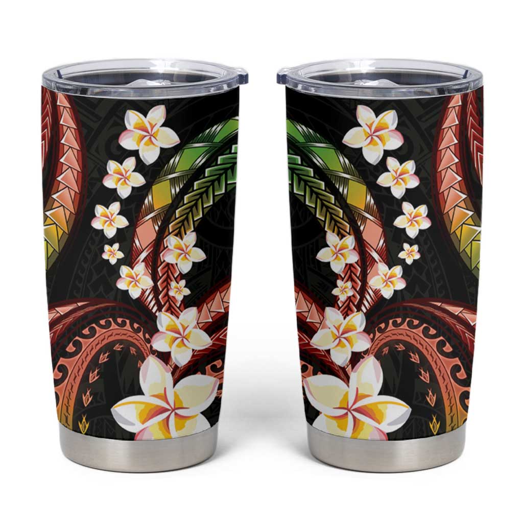 Hawaii Plumeria Reggae Tumbler Cup Polynesian Pattern