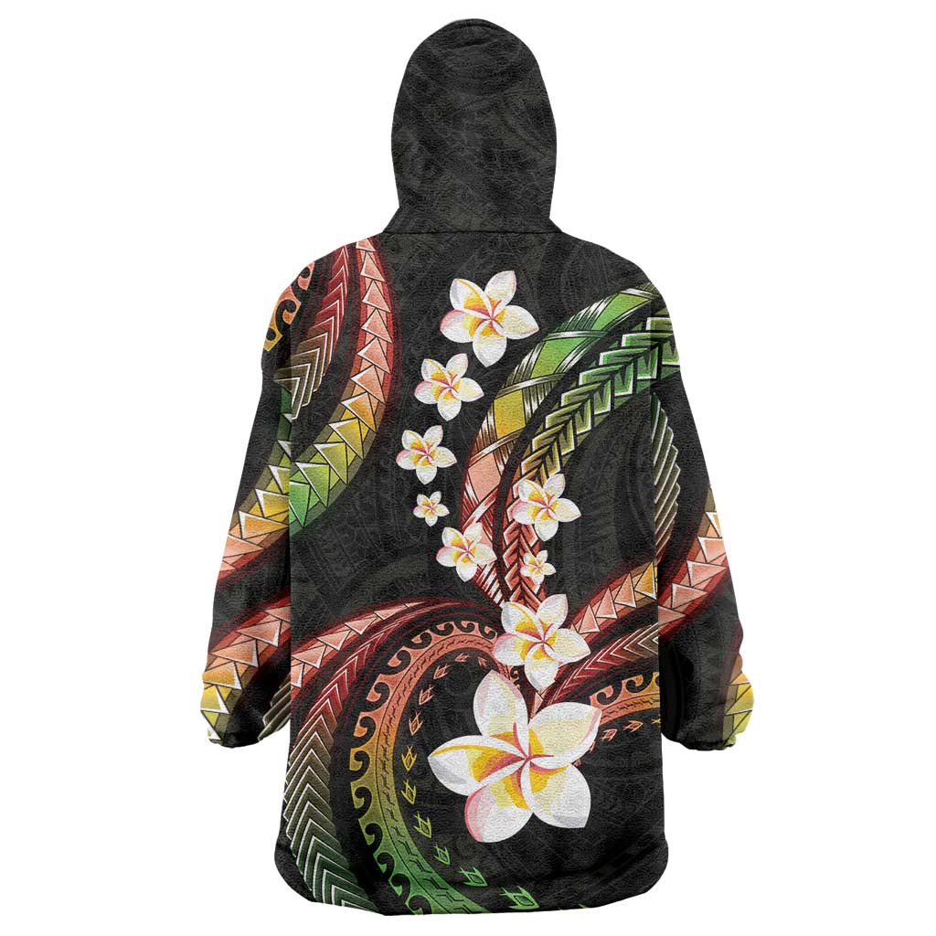 Hawaii Plumeria Reggae Wearable Blanket Hoodie Polynesian Pattern LT01 - Polynesian Pride