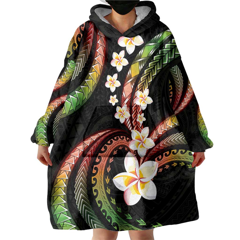 Hawaii Plumeria Reggae Wearable Blanket Hoodie Polynesian Pattern LT01 - Polynesian Pride