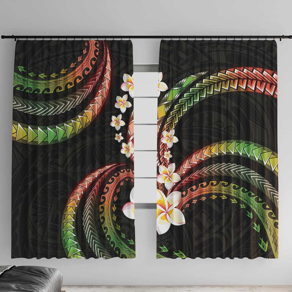 Hawaii Plumeria Reggae Window Curtain Polynesian Pattern LT01 With Hooks Reggae - Polynesian Pride