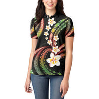 Hawaii Plumeria Reggae Women Polo Shirt Polynesian Pattern