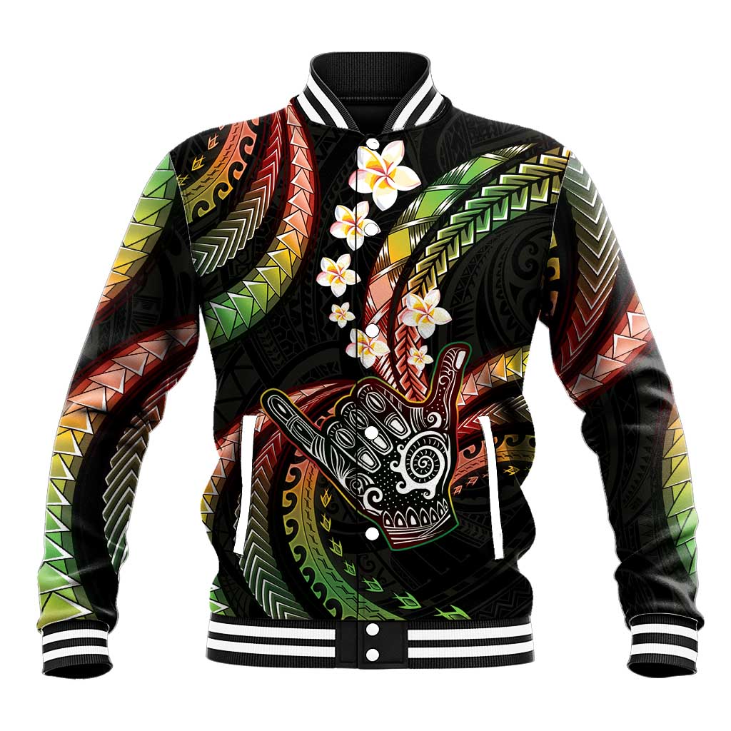 Hawaii Shaka Sign Baseball Jacket Fantastic Frangipani Reggae LT01 Unisex Reggae - Polynesian Pride