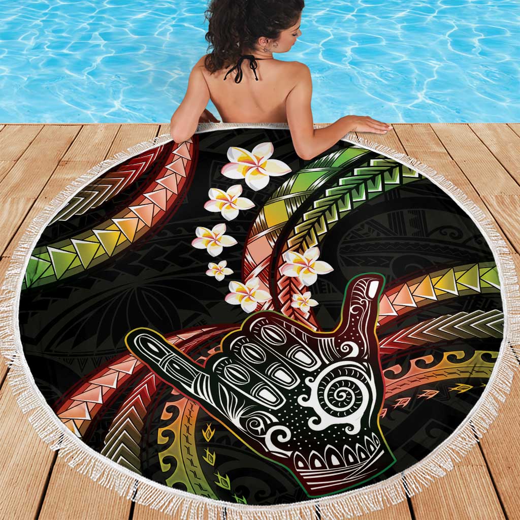 Hawaii Shaka Sign Beach Blanket Fantastic Frangipani Reggae LT01 - Polynesian Pride