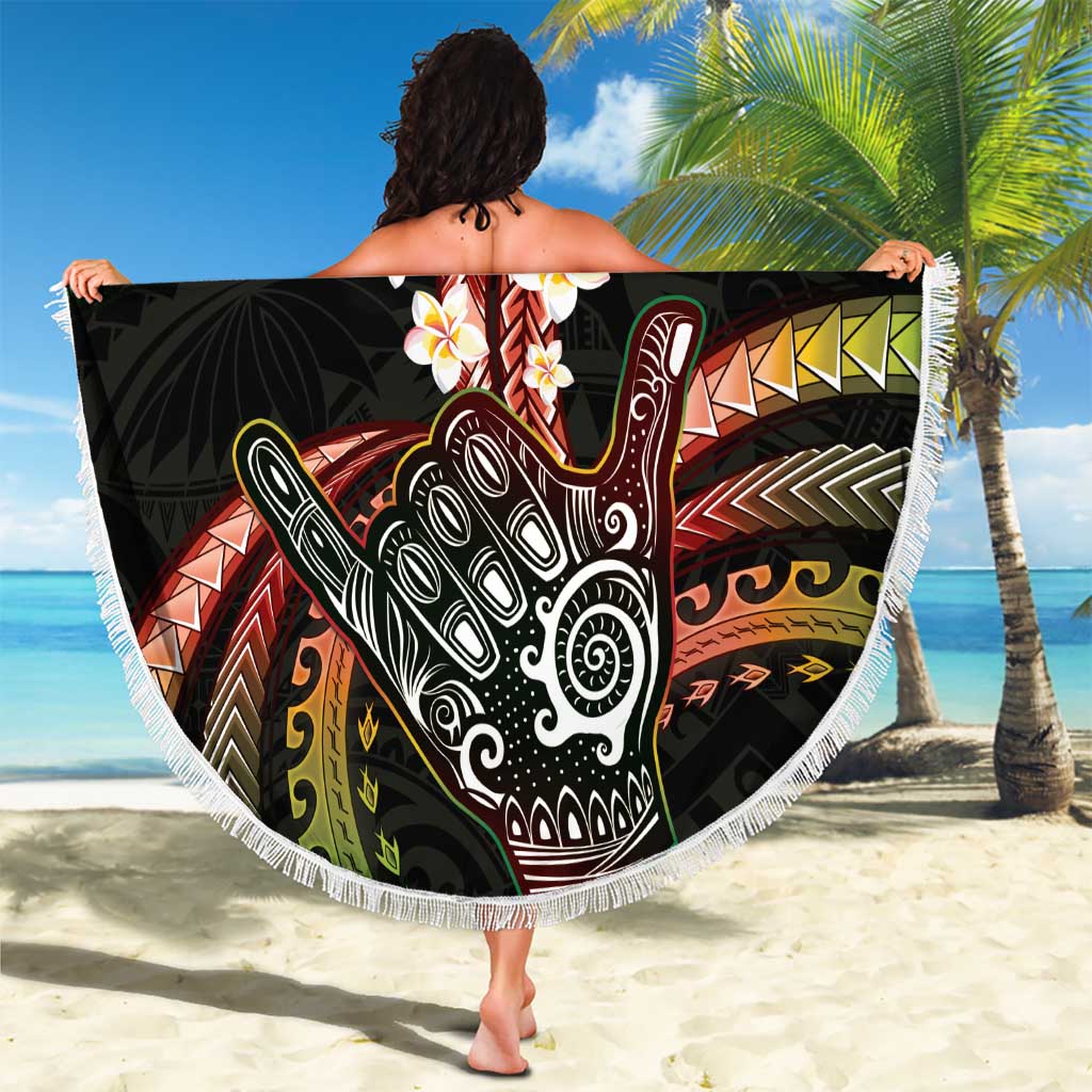 Hawaii Shaka Sign Beach Blanket Fantastic Frangipani Reggae LT01 - Polynesian Pride