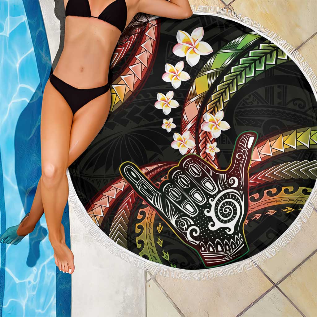 Hawaii Shaka Sign Beach Blanket Fantastic Frangipani Reggae LT01 - Polynesian Pride