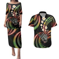 Hawaii Shaka Sign Couples Matching Puletasi and Hawaiian Shirt Fantastic Frangipani Reggae LT01 Reggae - Polynesian Pride