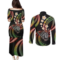 Hawaii Shaka Sign Couples Matching Puletasi and Long Sleeve Button Shirt Fantastic Frangipani Reggae LT01 - Polynesian Pride