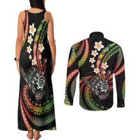 Hawaii Shaka Sign Couples Matching Tank Maxi Dress and Long Sleeve Button Shirt Fantastic Frangipani Reggae LT01 - Polynesian Pride