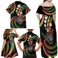 Hawaii Shaka Sign Family Matching Off Shoulder Maxi Dress and Hawaiian Shirt Fantastic Frangipani Reggae
