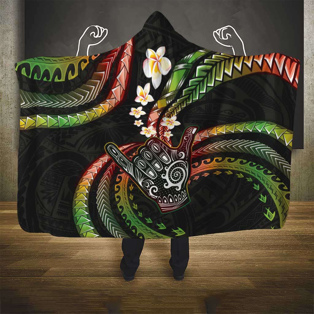 Hawaii Shaka Sign Hooded Blanket Fantastic Frangipani Reggae LT01 - Polynesian Pride