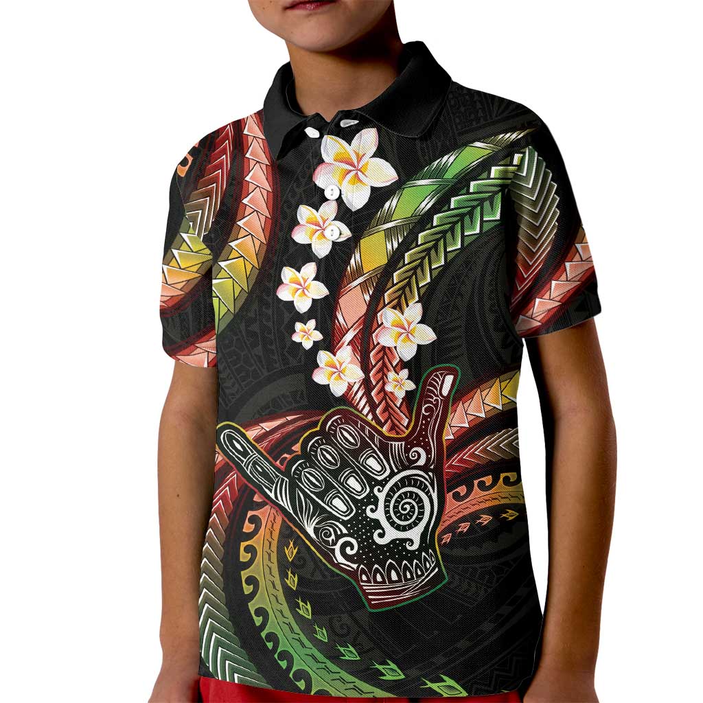 Hawaii Shaka Sign Kid Polo Shirt Fantastic Frangipani Reggae