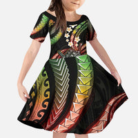 Hawaii Shaka Sign Kid Short Sleeve Dress Fantastic Frangipani Reggae LT01 KID Reggae - Polynesian Pride