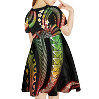 Hawaii Shaka Sign Kid Short Sleeve Dress Fantastic Frangipani Reggae LT01 - Polynesian Pride