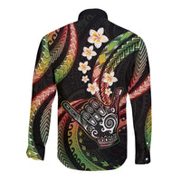 Hawaii Shaka Sign Long Sleeve Button Shirt Fantastic Frangipani Reggae LT01 - Polynesian Pride