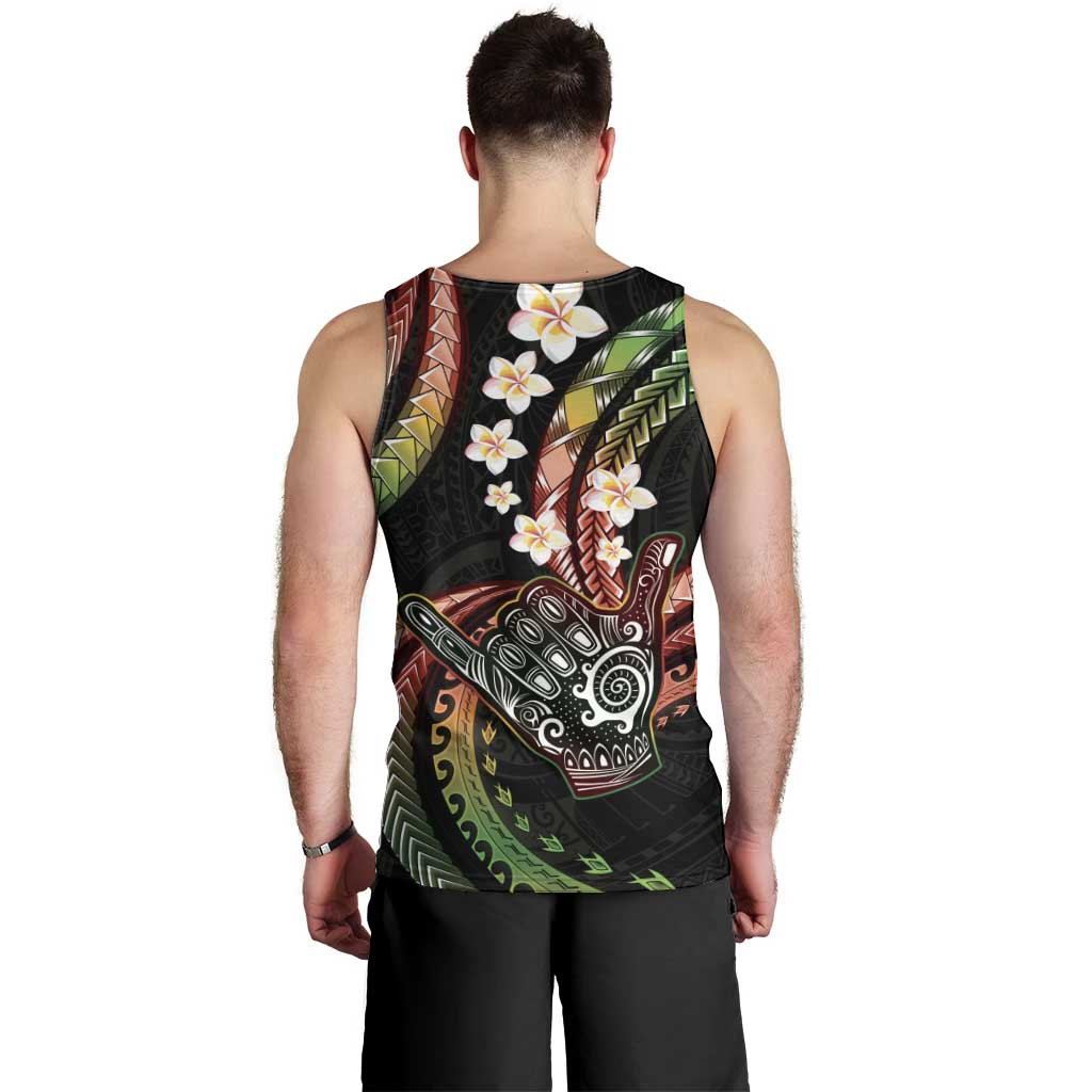 Hawaii Shaka Sign Men Tank Top Fantastic Frangipani Reggae LT01 - Polynesian Pride