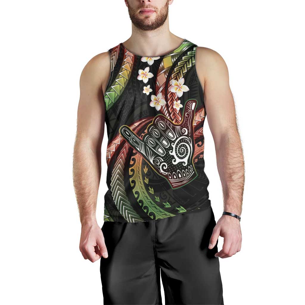 Hawaii Shaka Sign Men Tank Top Fantastic Frangipani Reggae LT01 - Polynesian Pride
