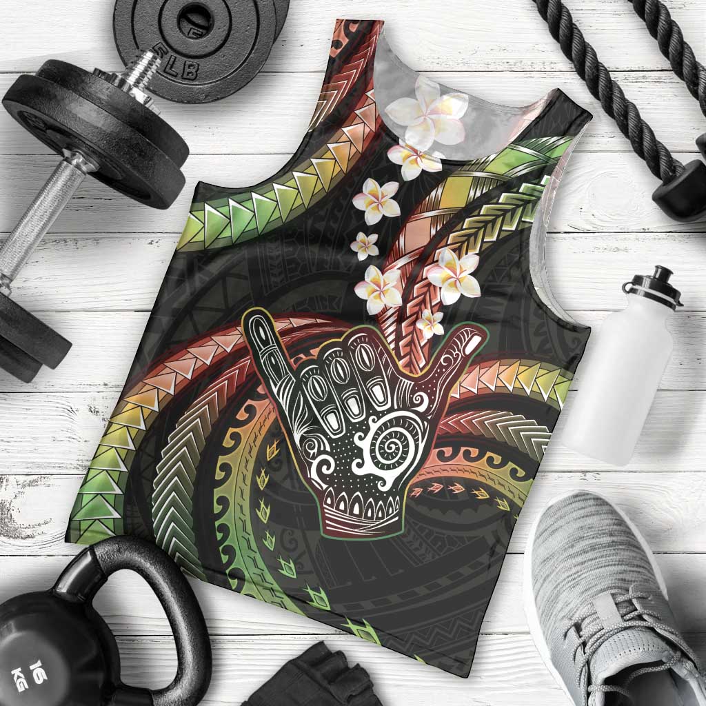 Hawaii Shaka Sign Men Tank Top Fantastic Frangipani Reggae LT01 - Polynesian Pride
