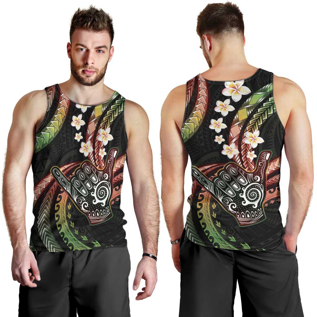 Hawaii Shaka Sign Men Tank Top Fantastic Frangipani Reggae LT01 - Polynesian Pride