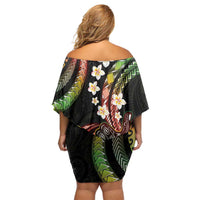 Hawaii Shaka Sign Off Shoulder Short Dress Fantastic Frangipani Reggae