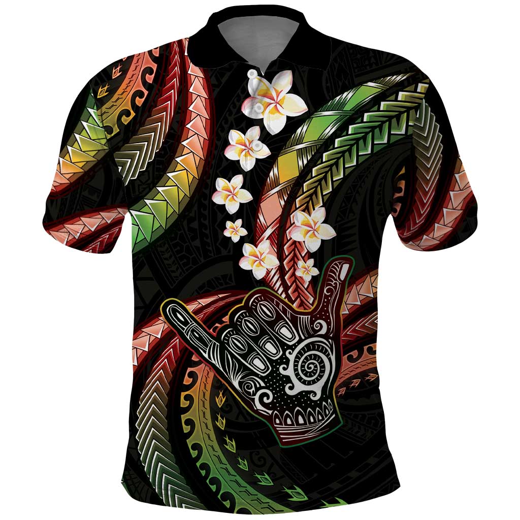 Hawaii Shaka Sign Polo Shirt Fantastic Frangipani Reggae
