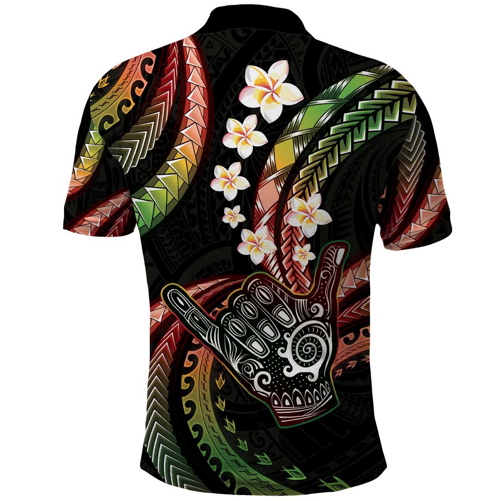 Hawaii Shaka Sign Polo Shirt Fantastic Frangipani Reggae