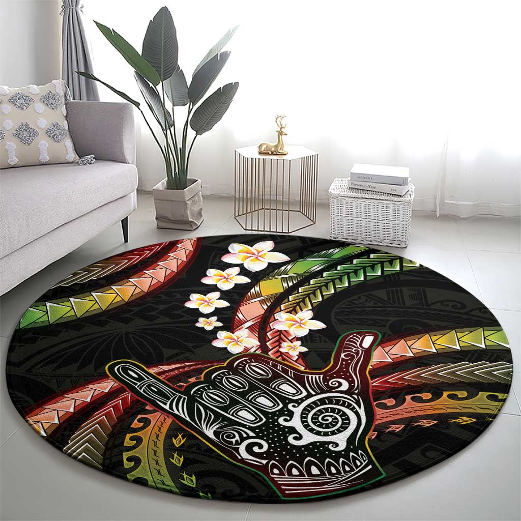 Hawaii Shaka Sign Round Carpet Fantastic Frangipani Reggae
