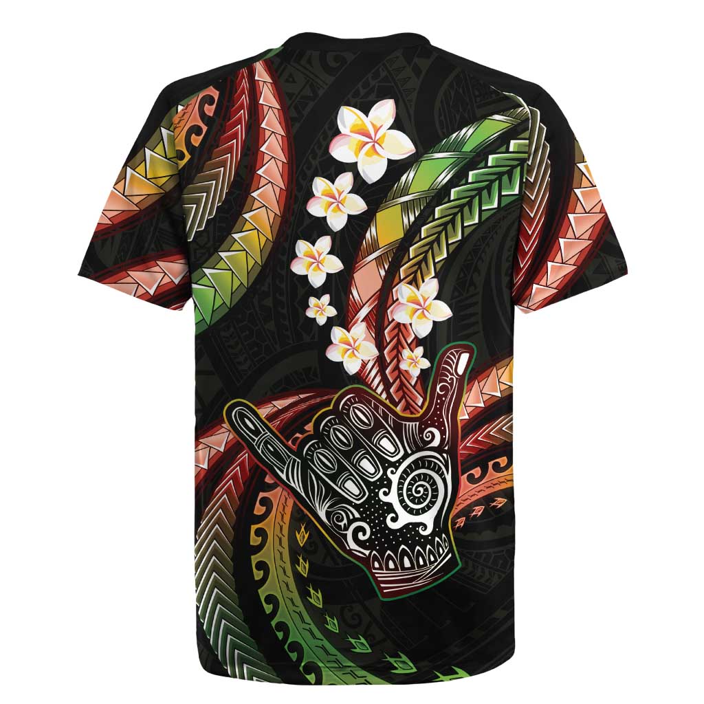 Hawaii Shaka Sign Rugby Jersey Fantastic Frangipani Reggae
