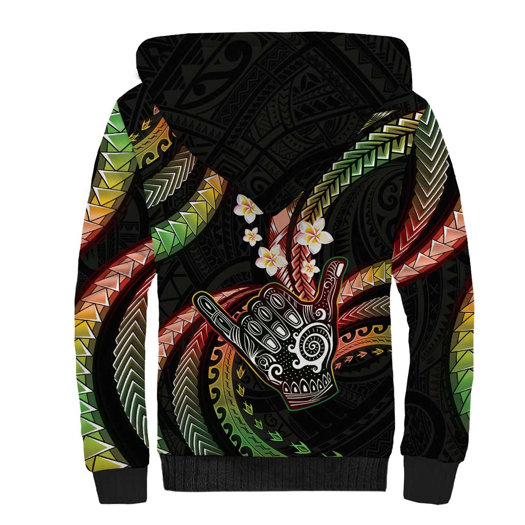 Hawaii Shaka Sign Sherpa Hoodie Fantastic Frangipani Reggae LT01 - Polynesian Pride
