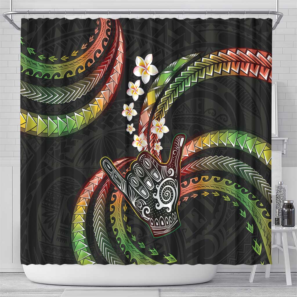 Hawaii Shaka Sign Shower Curtain Fantastic Frangipani Reggae