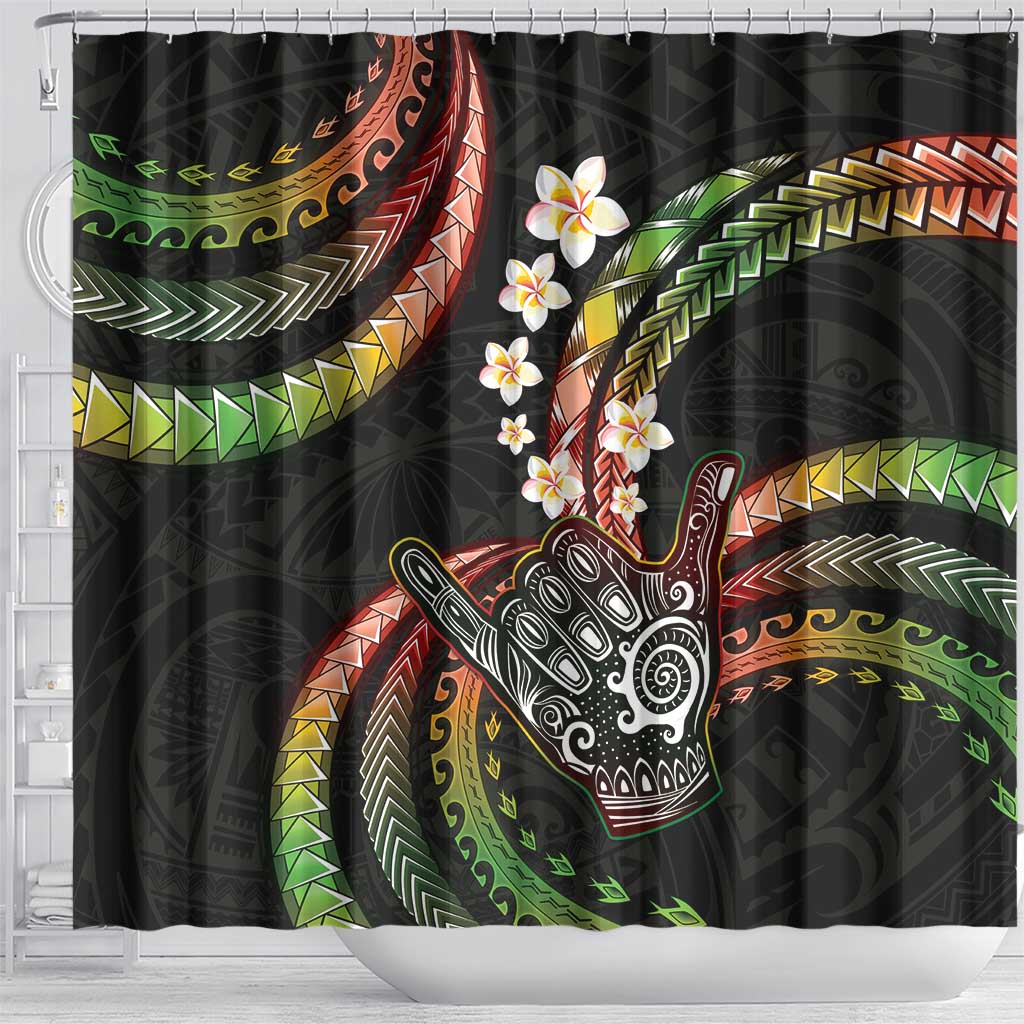 Hawaii Shaka Sign Shower Curtain Fantastic Frangipani Reggae