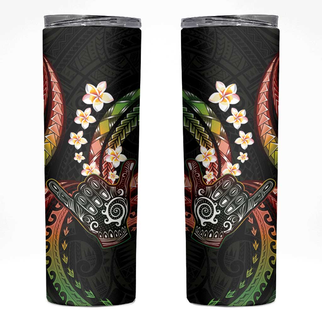 Hawaii Shaka Sign Skinny Tumbler Fantastic Frangipani Reggae