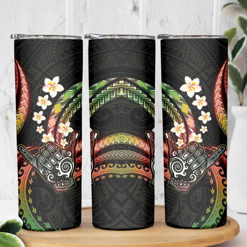Hawaii Shaka Sign Skinny Tumbler Fantastic Frangipani Reggae