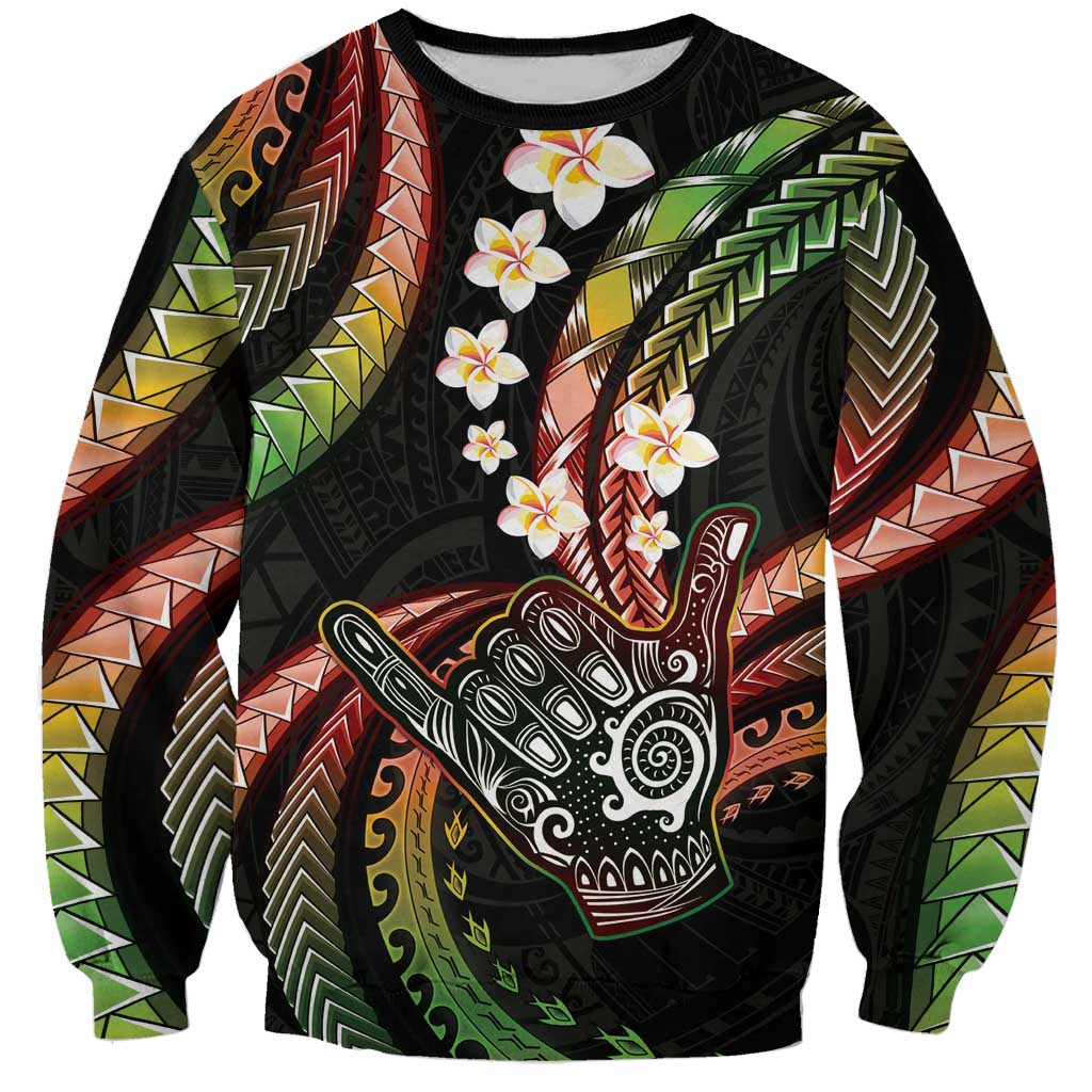 Hawaii Shaka Sign Sweatshirt Fantastic Frangipani Reggae LT01 Unisex Reggae - Polynesian Pride