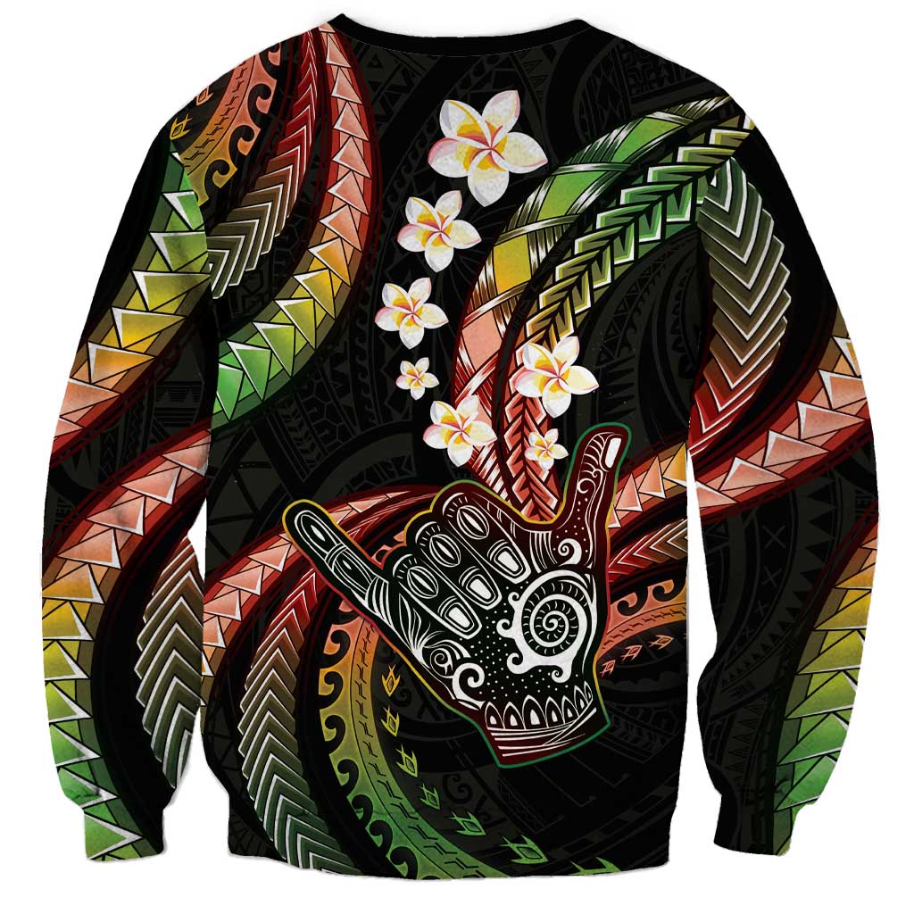 Hawaii Shaka Sign Sweatshirt Fantastic Frangipani Reggae LT01 - Polynesian Pride
