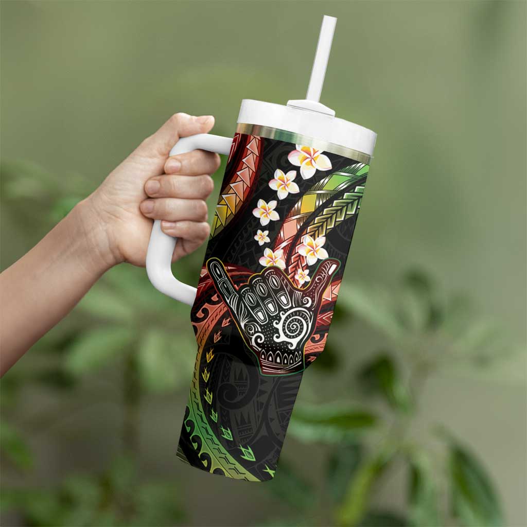 Hawaii Shaka Sign Tumbler With Handle Fantastic Frangipani Reggae