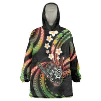 Hawaii Shaka Sign Wearable Blanket Hoodie Fantastic Frangipani Reggae LT01 One Size Reggae - Polynesian Pride