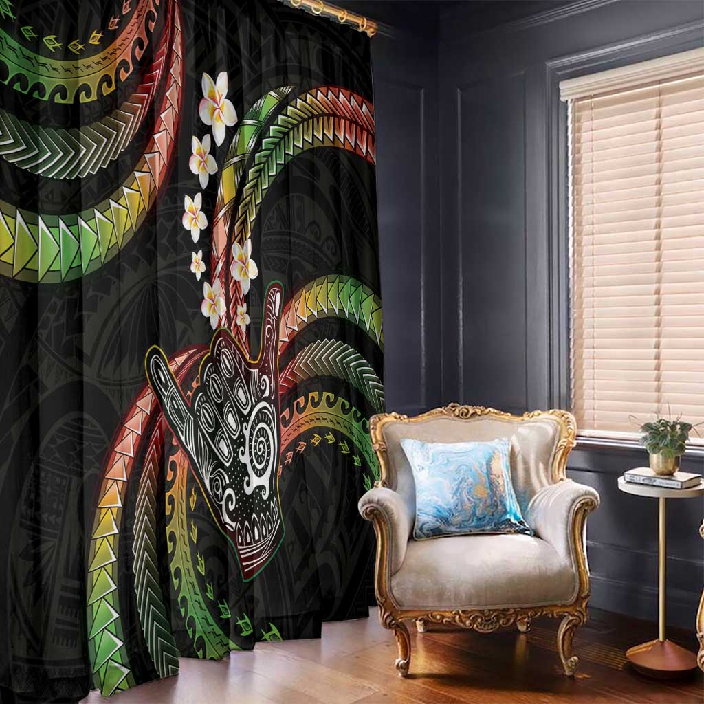 Hawaii Shaka Sign Window Curtain Fantastic Frangipani Reggae LT01 - Polynesian Pride