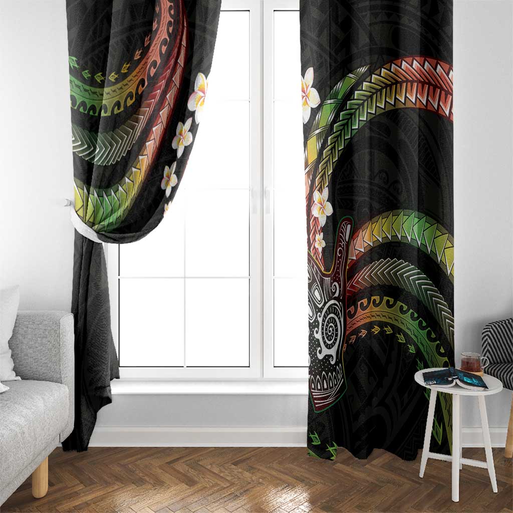 Hawaii Shaka Sign Window Curtain Fantastic Frangipani Reggae LT01 - Polynesian Pride