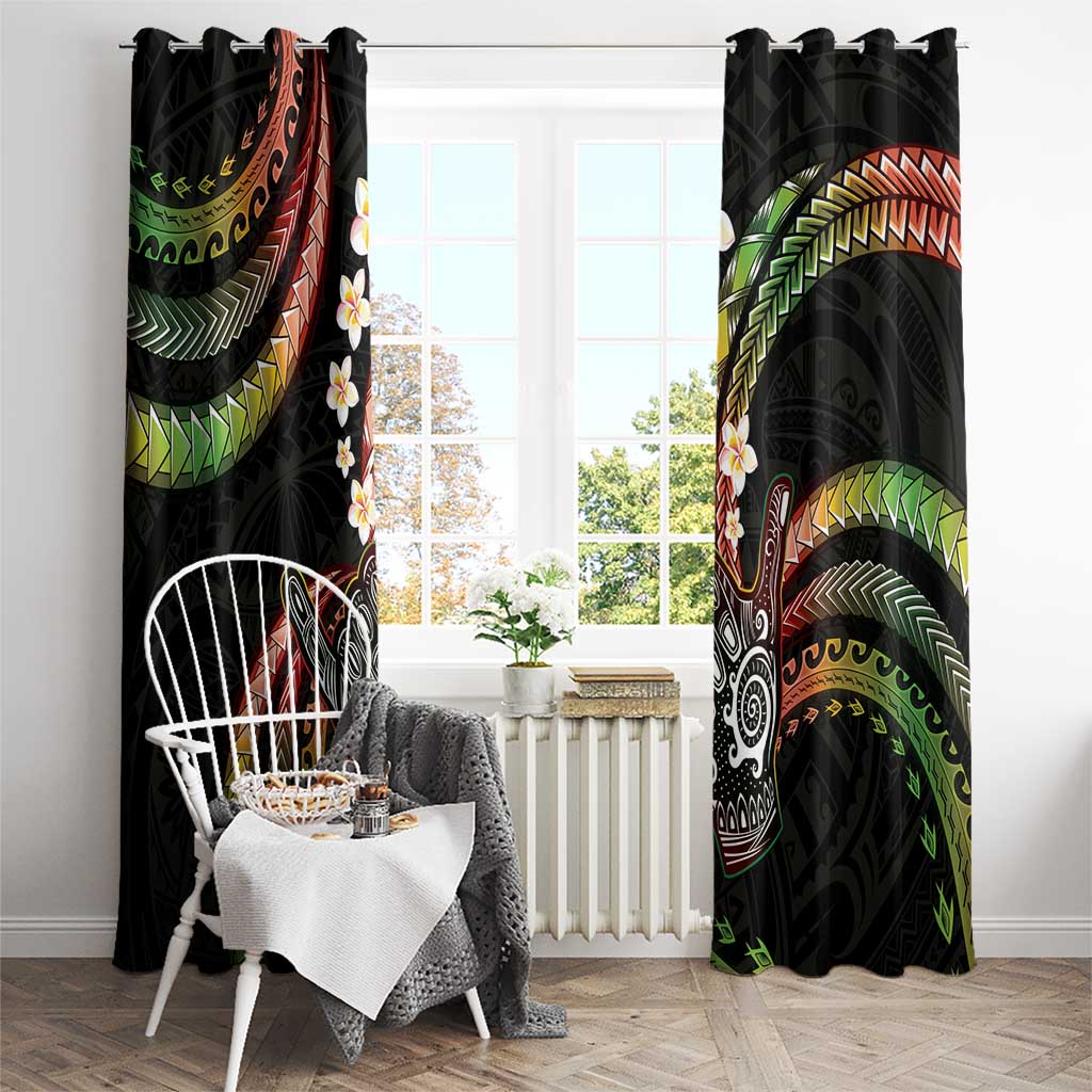 Hawaii Shaka Sign Window Curtain Fantastic Frangipani Reggae LT01 - Polynesian Pride