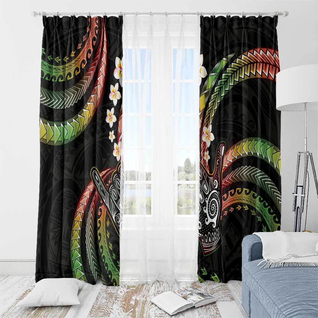 Hawaii Shaka Sign Window Curtain Fantastic Frangipani Reggae LT01 - Polynesian Pride