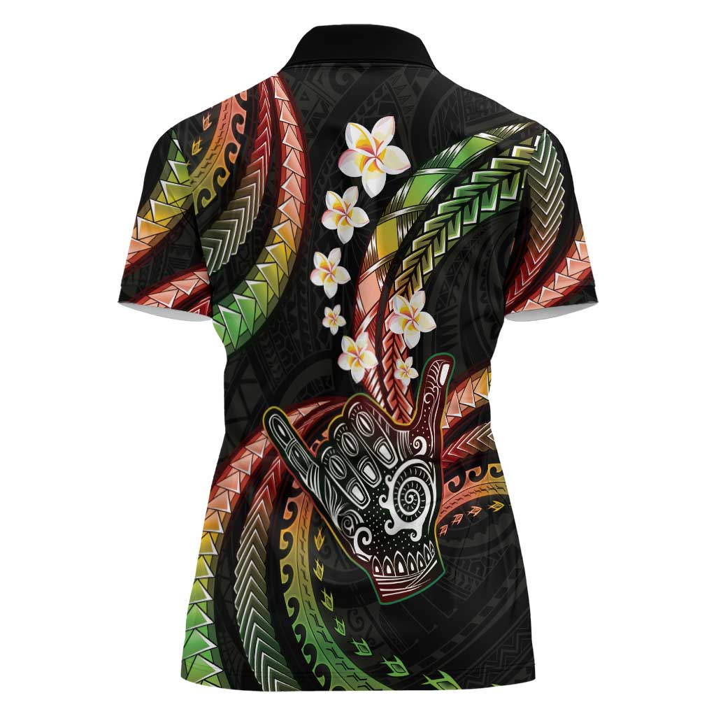 Hawaii Shaka Sign Women Polo Shirt Fantastic Frangipani Reggae
