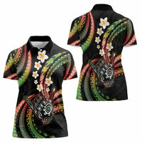 Hawaii Shaka Sign Women Polo Shirt Fantastic Frangipani Reggae