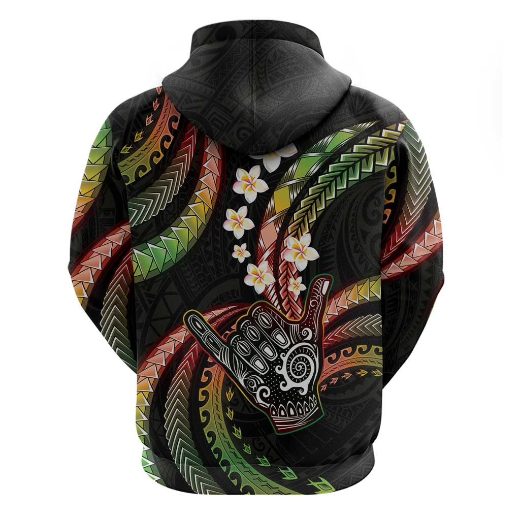 Hawaii Shaka Sign Zip Hoodie Fantastic Frangipani Reggae
