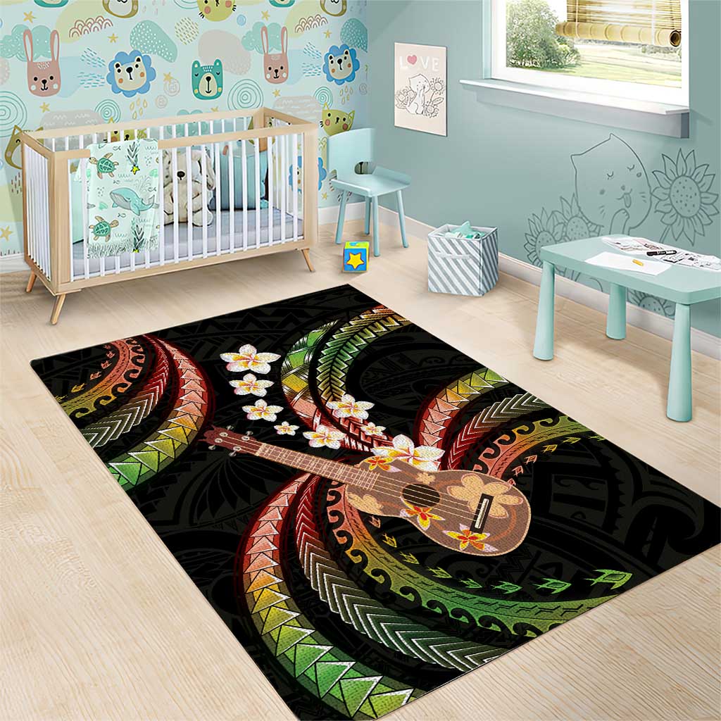 Hawaiian Ukulele Area Rug Jawaiian Fantastic Plumeria