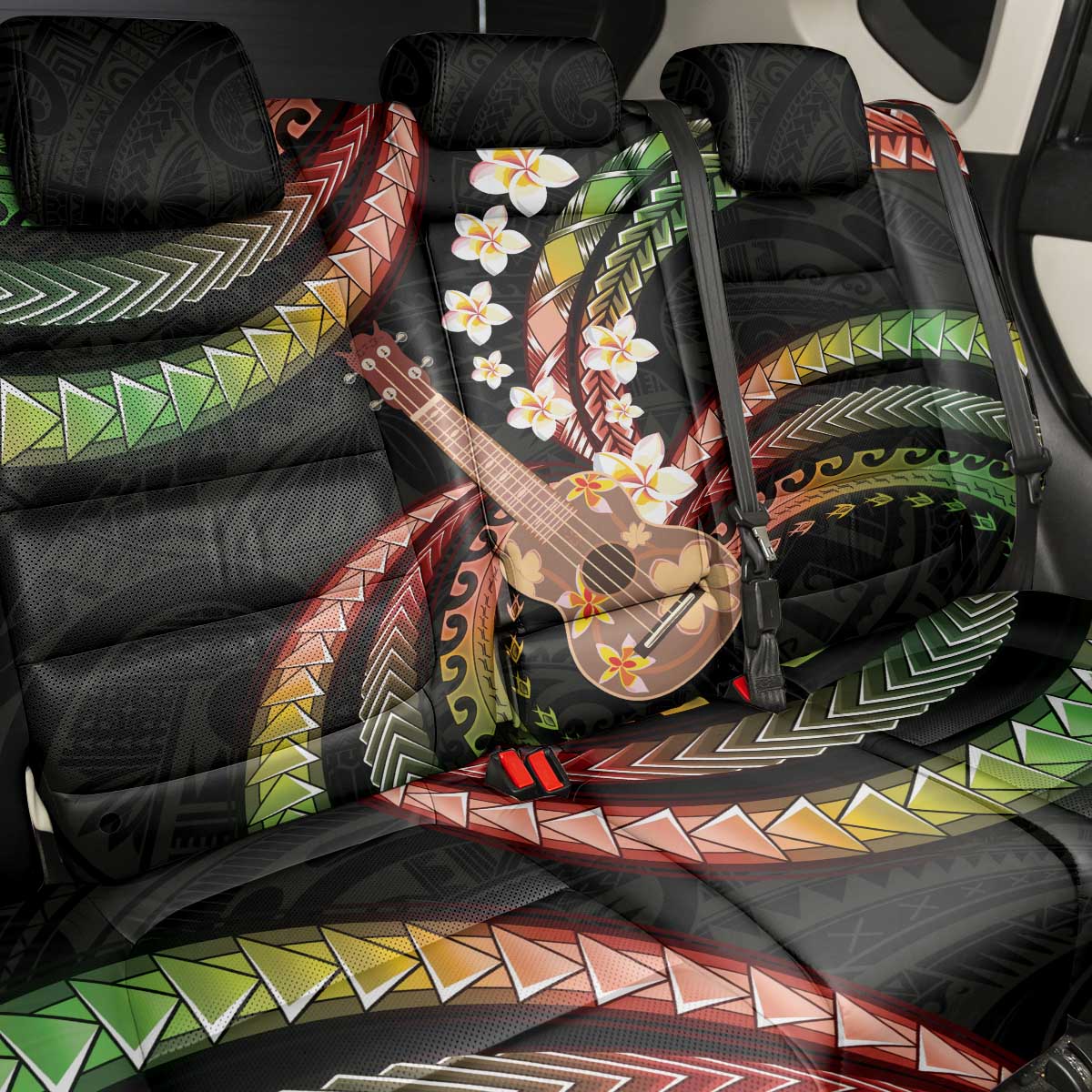 Hawaiian Ukulele Back Car Seat Cover Jawaiian Fantastic Plumeria