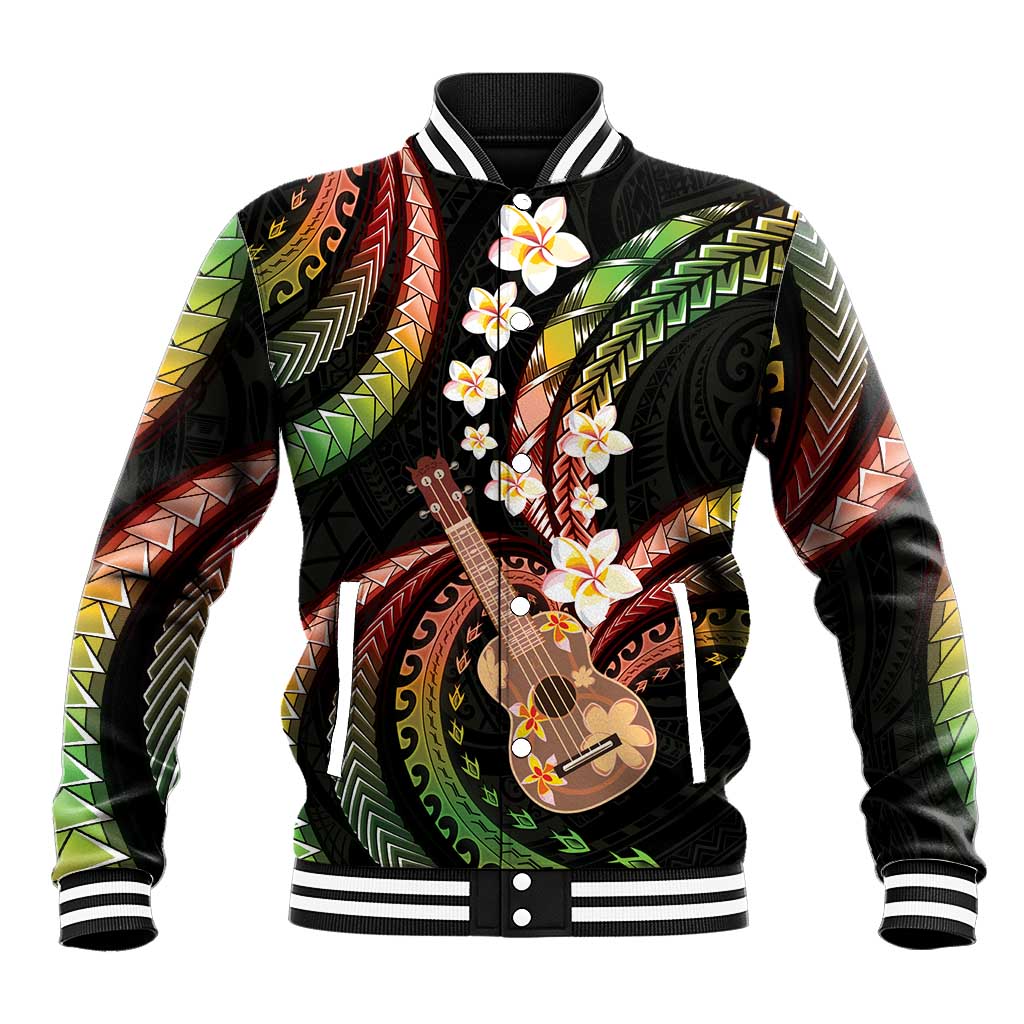Hawaiian Ukulele Baseball Jacket Jawaiian Fantastic Plumeria