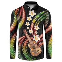 Hawaiian Ukulele Button Sweatshirt Jawaiian Fantastic Plumeria